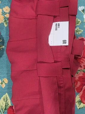 Express Red High-Rise Paperbag Waist Pants